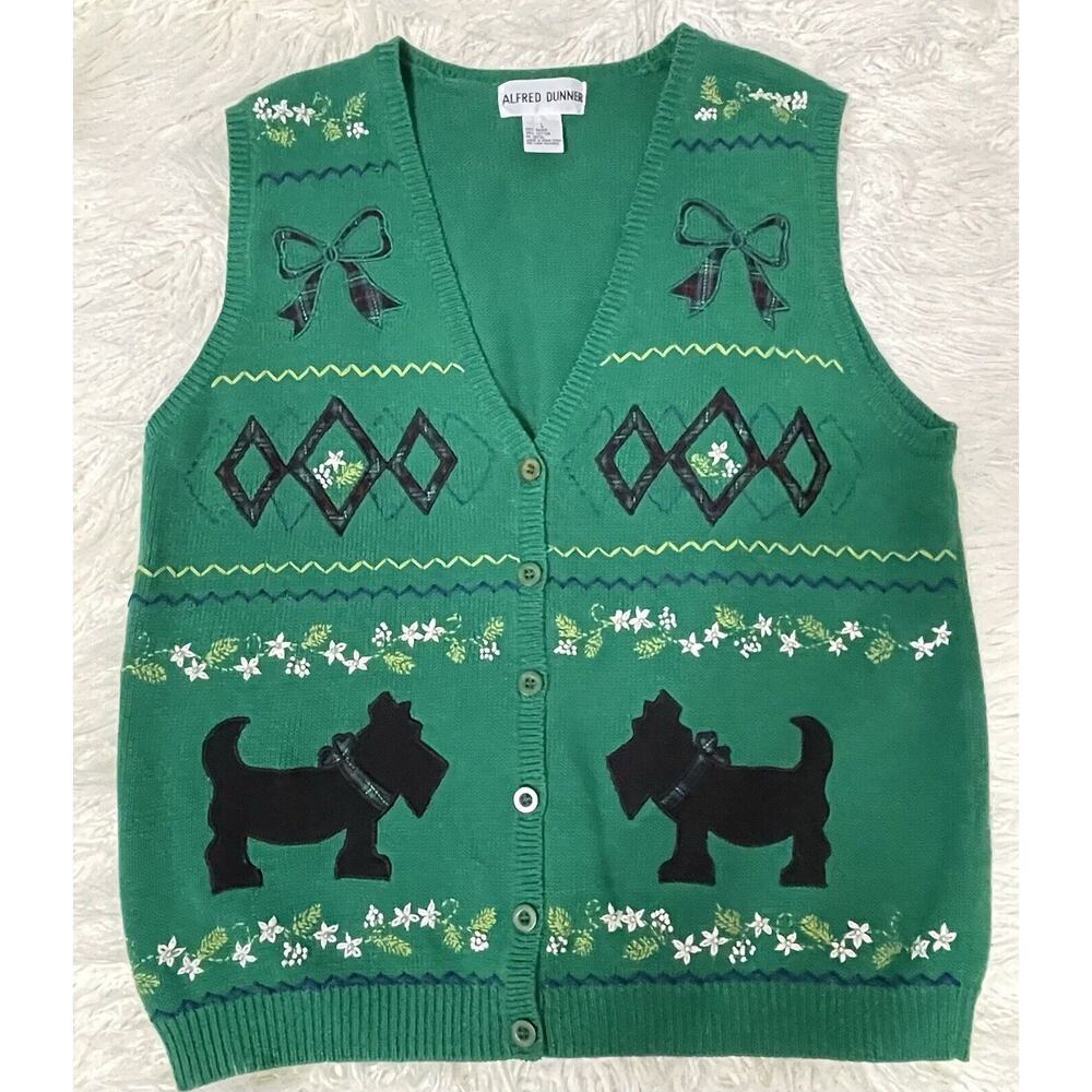 Scottie Dog novelty sweater vest lightweight Large